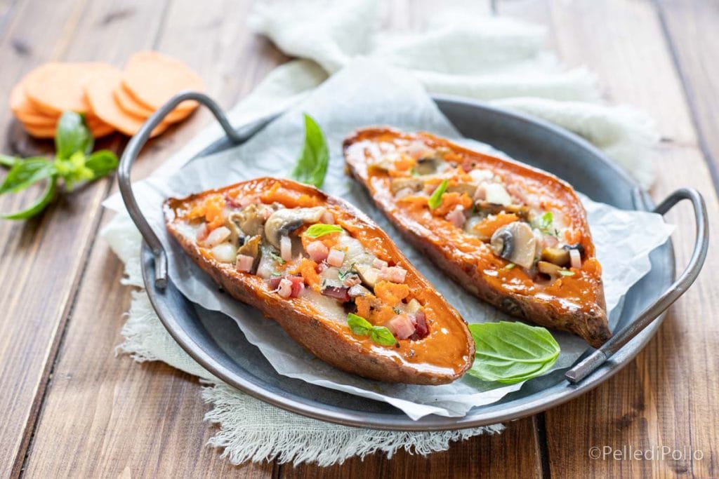 stuffed sweet potatoes with mushrooms