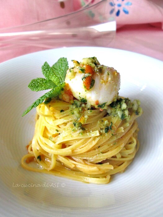 tagliolini with scallops and citrus pesto