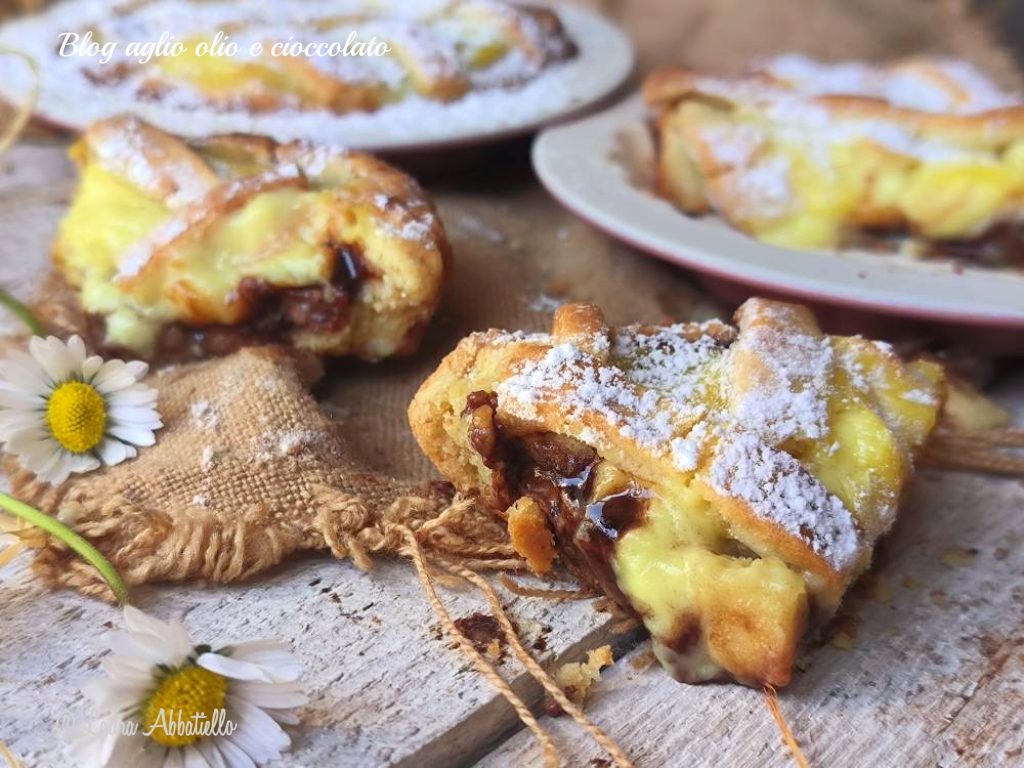 Tart with Nutella and thick custard that doesn't melt, a mix of flavors you will struggle to resist, a delicious dessert with two textures that melt in your mouth