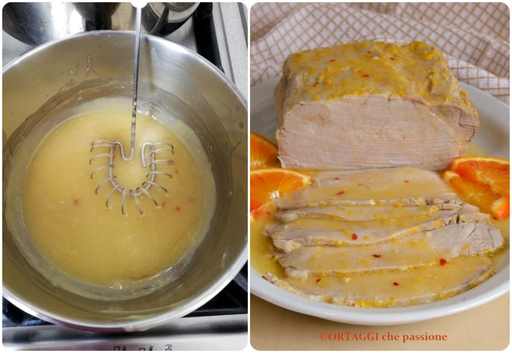 thicken sauce and serve roast - orange pork loin