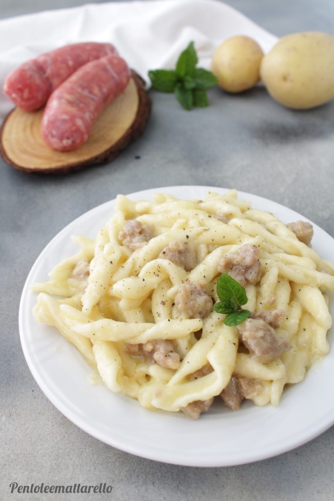 Troccoli with Potato Cream and Sausage