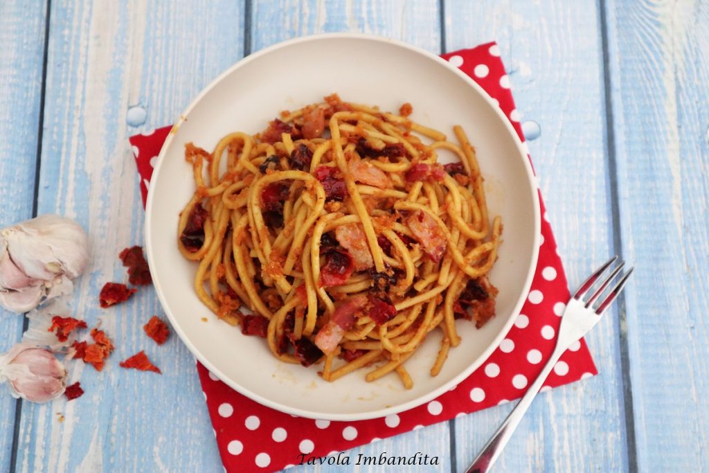 troccoli with peperoni cruschi and bacon