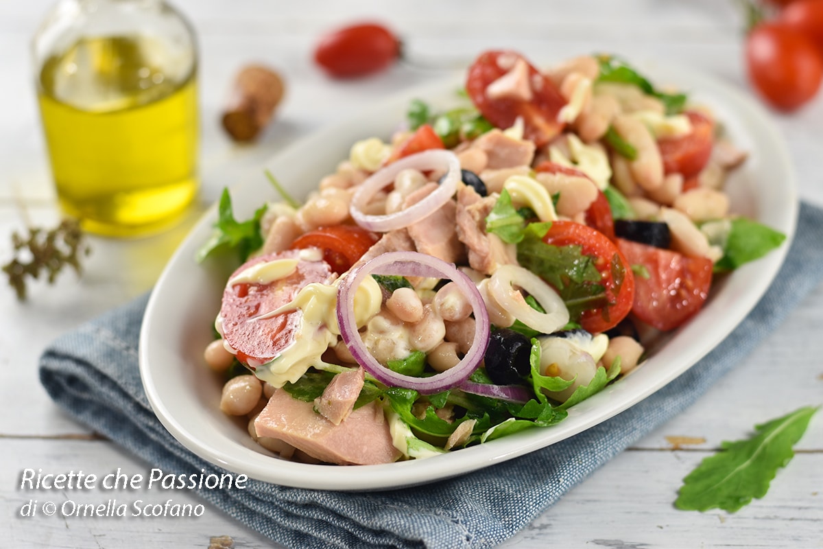 Tuna Bean Salad with Arugula and Cherry Tomatoes