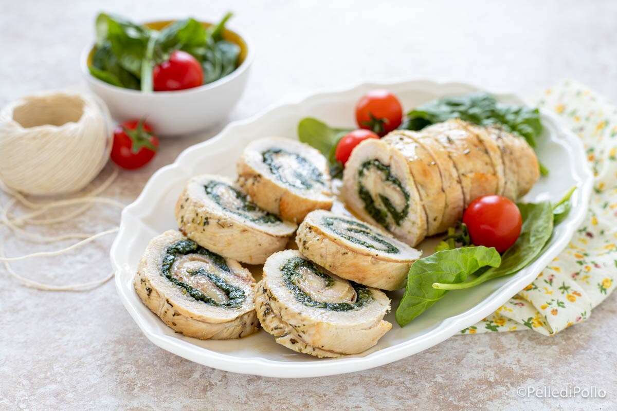 Turkey Roll with Spinach and Ham