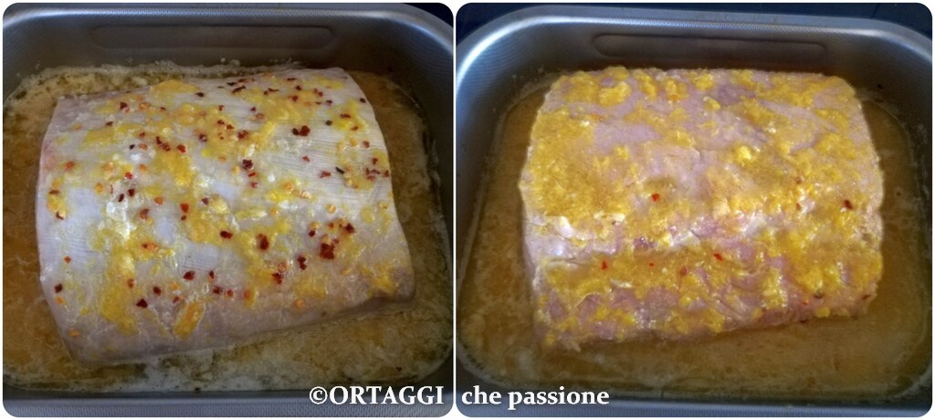 turning pork loin during cooking