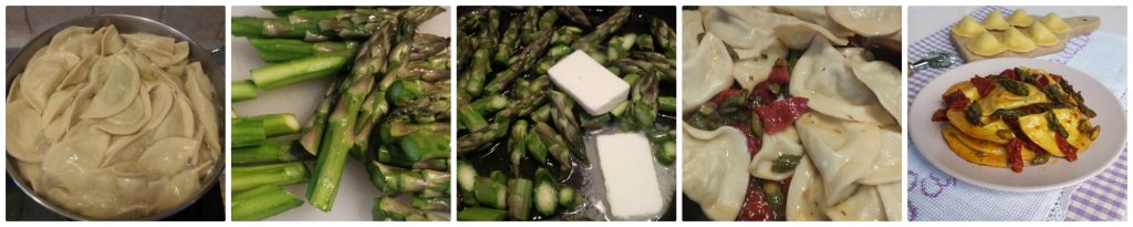 half-moons with monkfish and asparagus