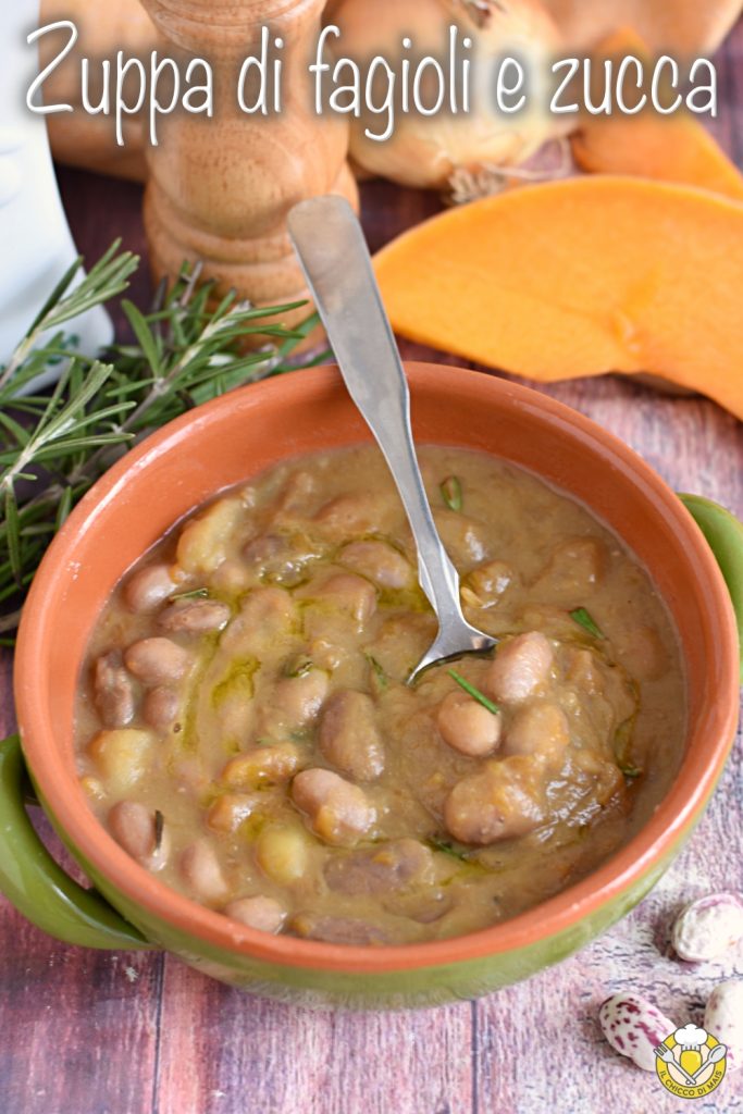 v_ bean and pumpkin soup autumn recipe creamy soup with potatoes borlotti beans and pumpkin the chicco di mais