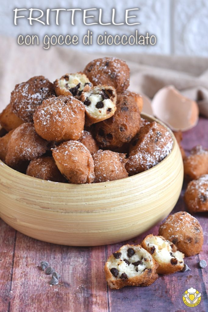 v_ chocolate chip fritters with soft ricotta castagnole chocolate zeppole fried by spoon the corn of corn