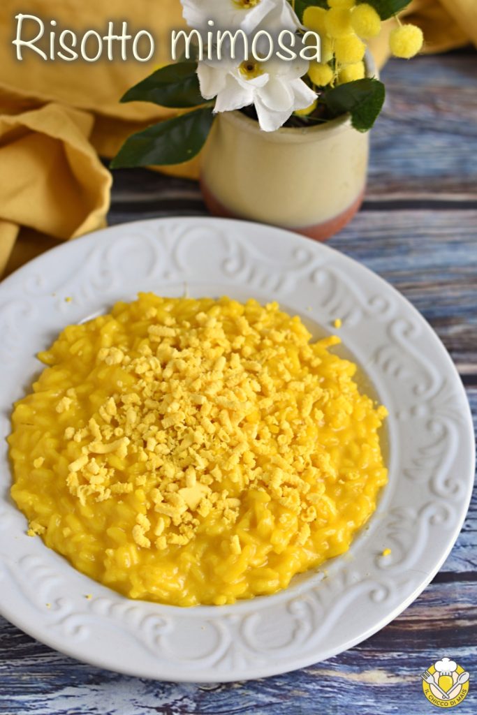 v_ mimosa risotto with saffron and egg yolk recipe for March 8th International Women's Day