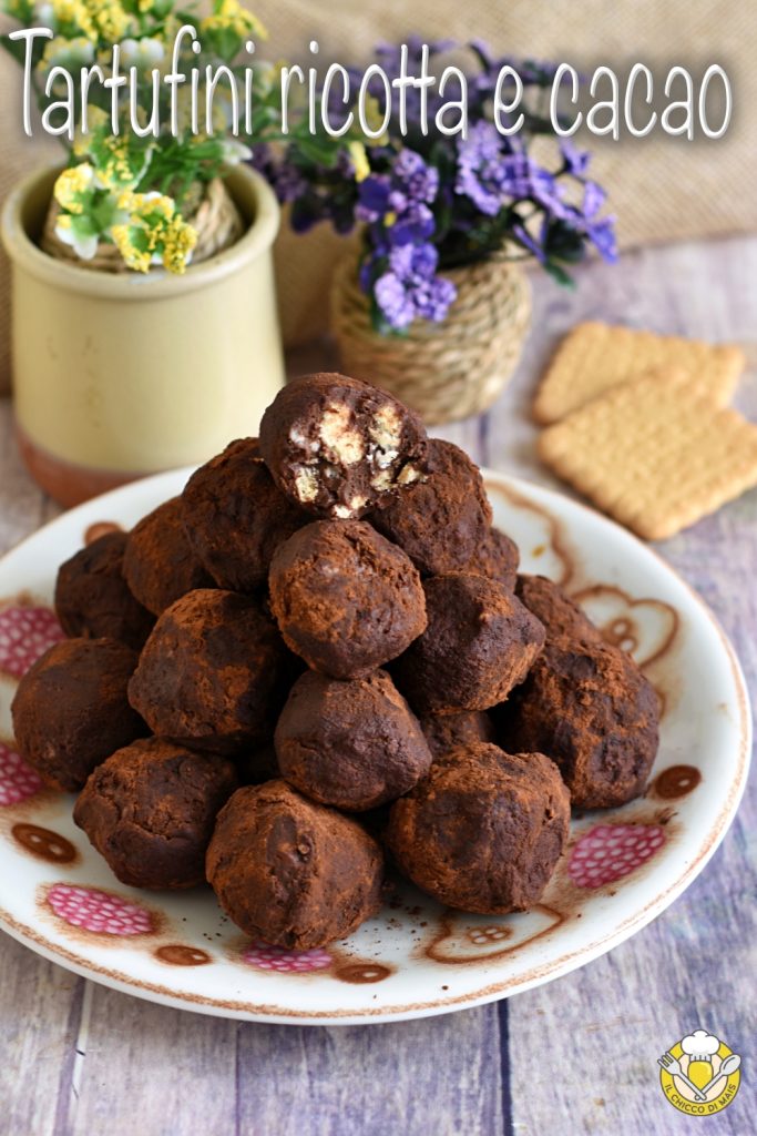 v_ ricotta and cocoa truffles no bake no butter no eggs easy fast dessert in 5 minutes il chicco di mais