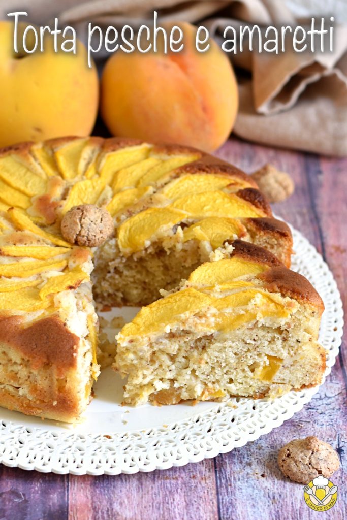 v_ soft peach and amaretti cake quick recipe with Greek yogurt the chicco di mais