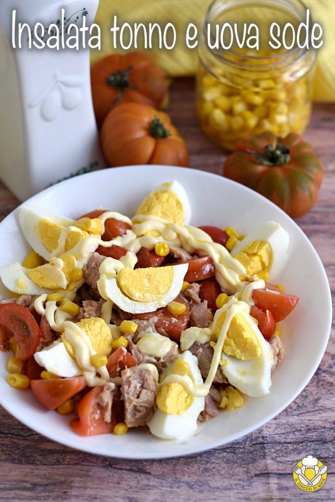 v_ tuna and hard-boiled egg salad with corn and mayonnaise fresh summer recipe il chicco de mais