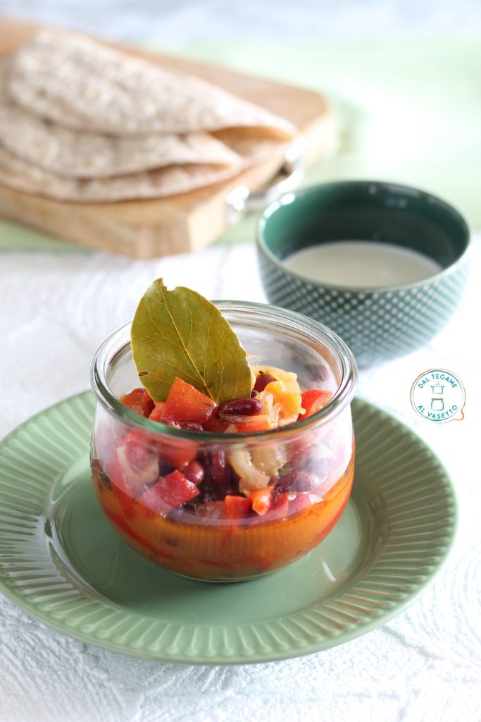beans and peppers in a jar