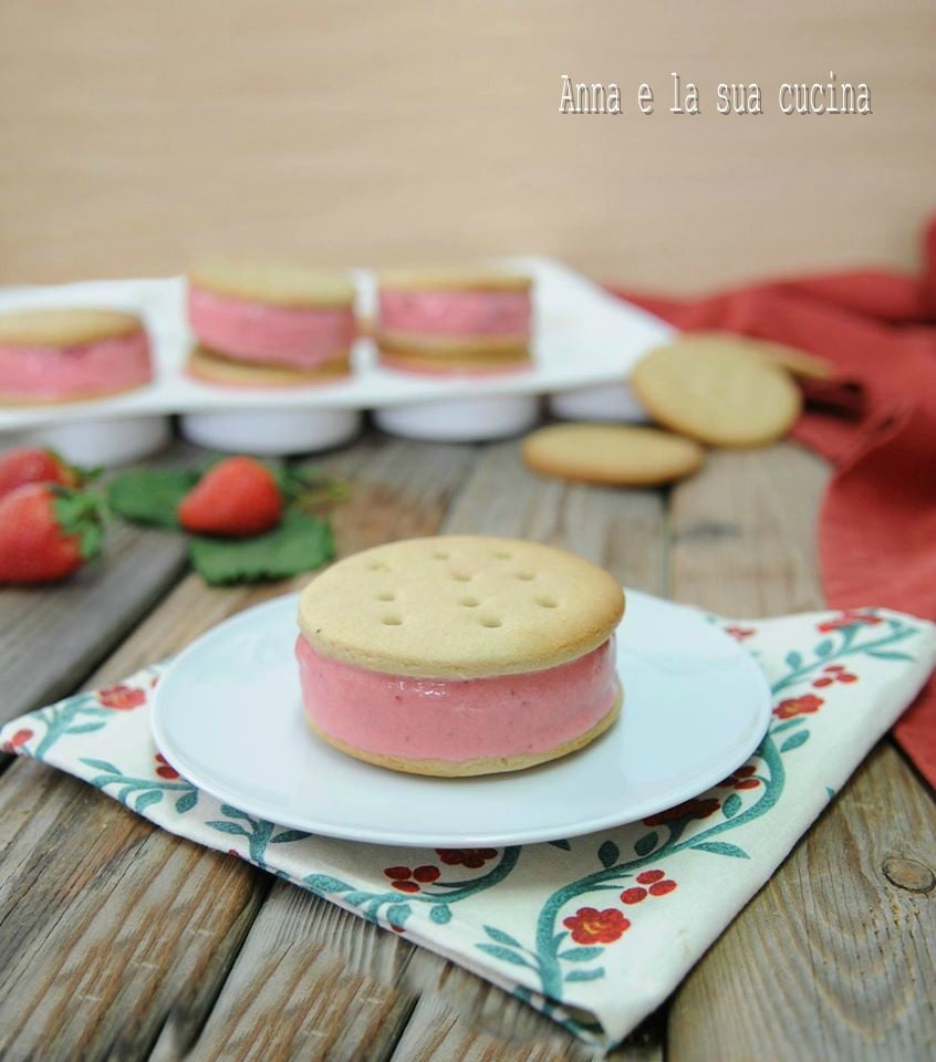 Strawberry and Yogurt Ice Cream Sandwich