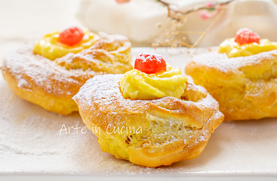 Baked Zeppole di San Giuseppe with Custard Cream