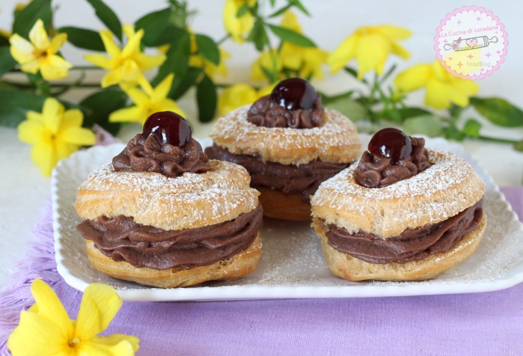 zeppole with chocolate cream