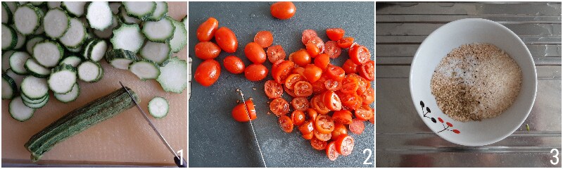 zucchini and cherry tomato gratin, tasty baked side dish like ratatouille il chicco di mais 1 cut the vegetables