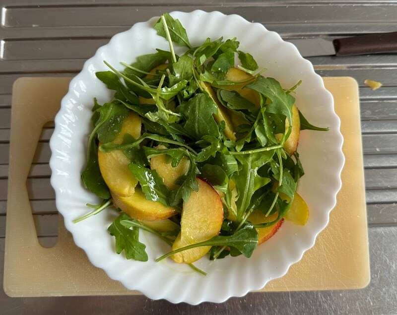 salad with nectarines 2 add the broken arugula