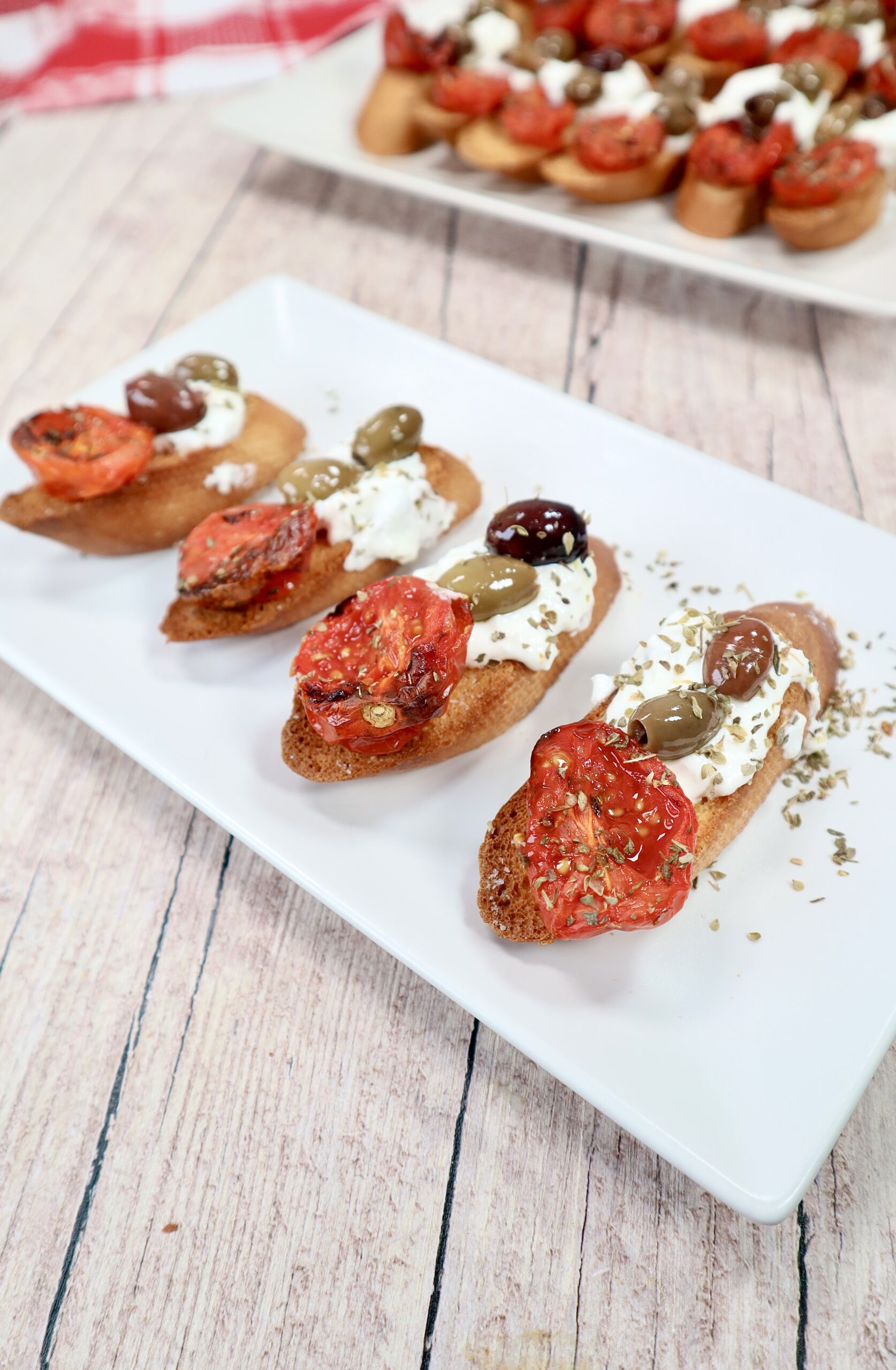 Air Fryer Bruschetta with Confit Tomatoes, Burrata, and Taggiasca Olives