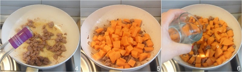 Baked pasta with pumpkin and sausage easy recipe il chicco di mais 2 add the pumpkin