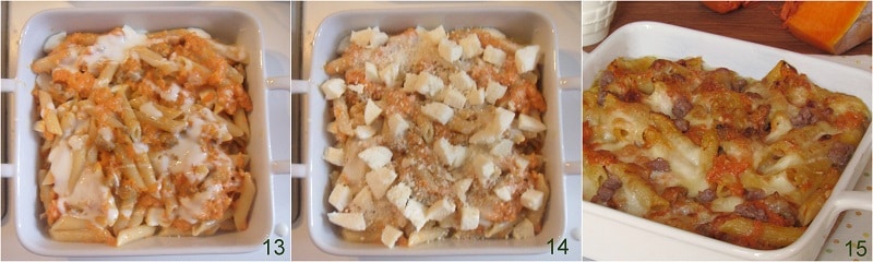 Baked pasta with pumpkin and sausage easy recipe il chicco di mais 5 bake the pasta