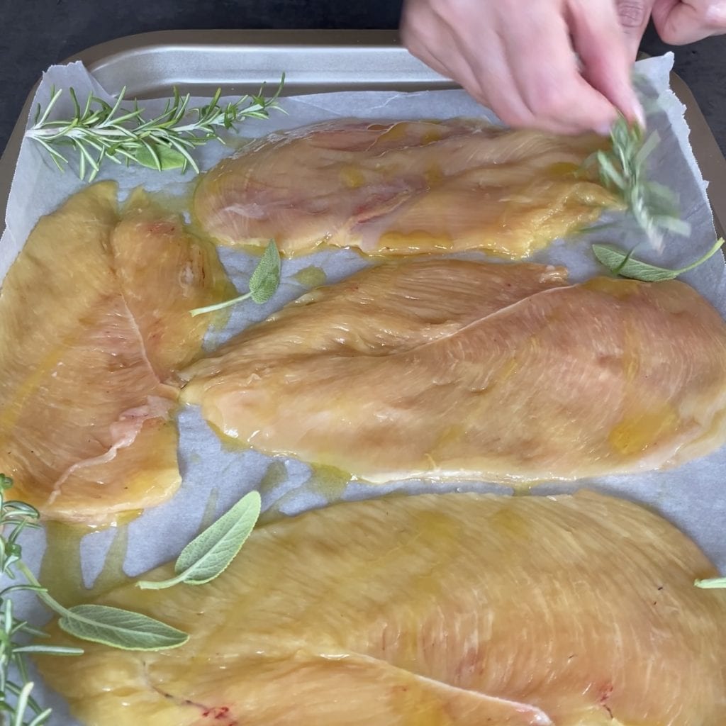 Chicken breast with cooked ham and provolone