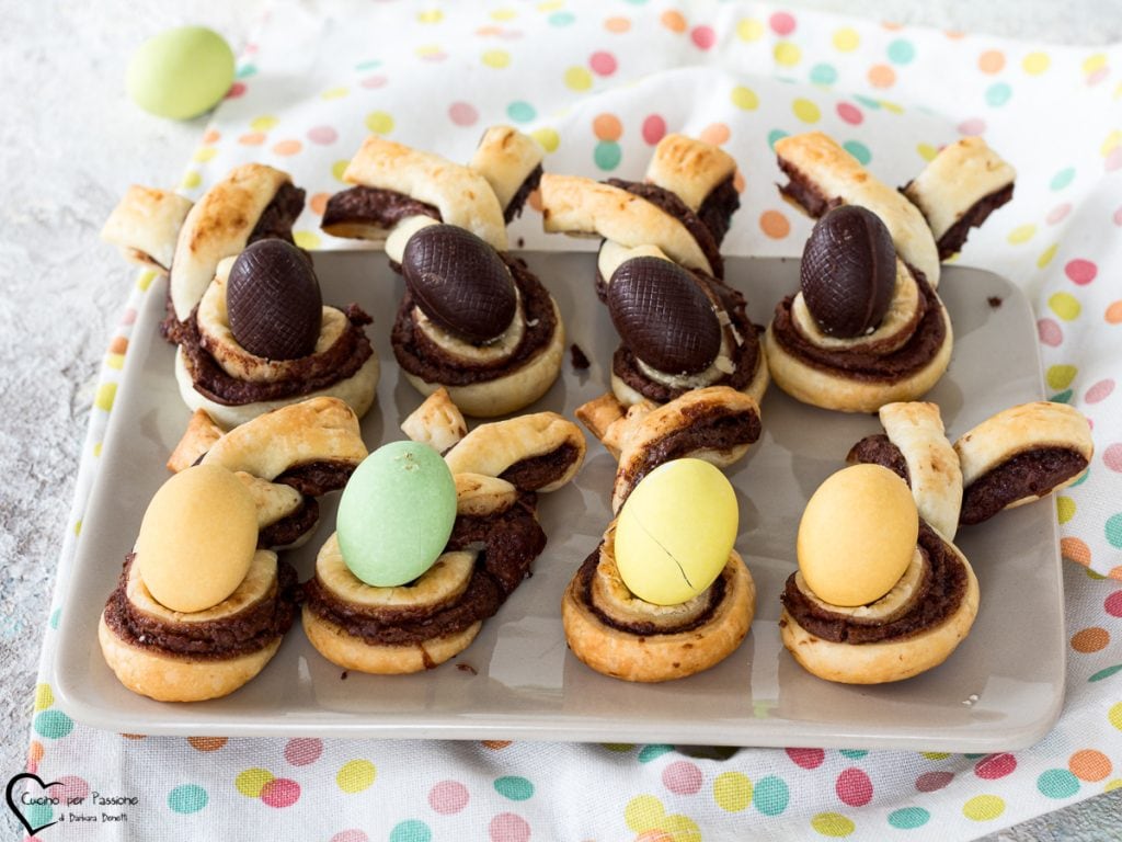 Chocolate puff pastry bunnies