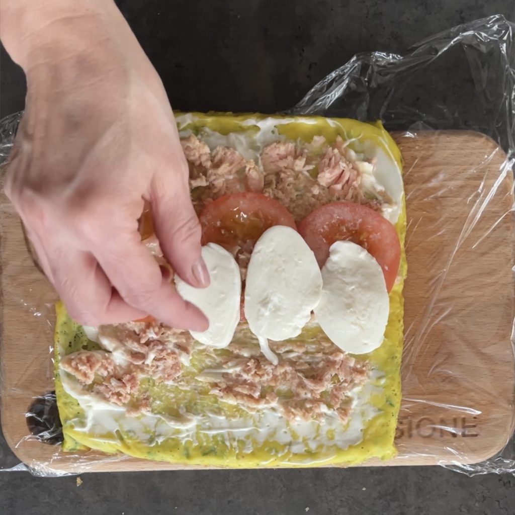 Cold omelet roll with tuna