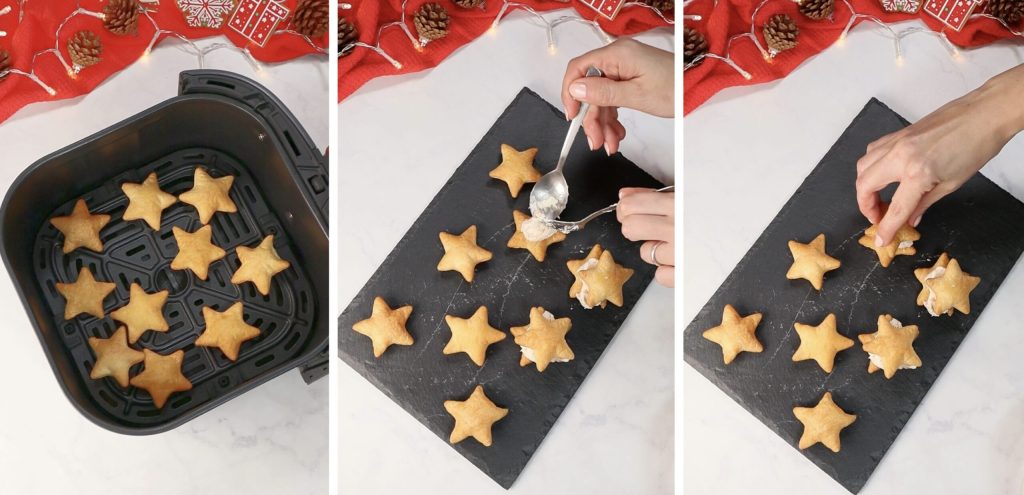 Puff pastry stars with salmon in air fryer