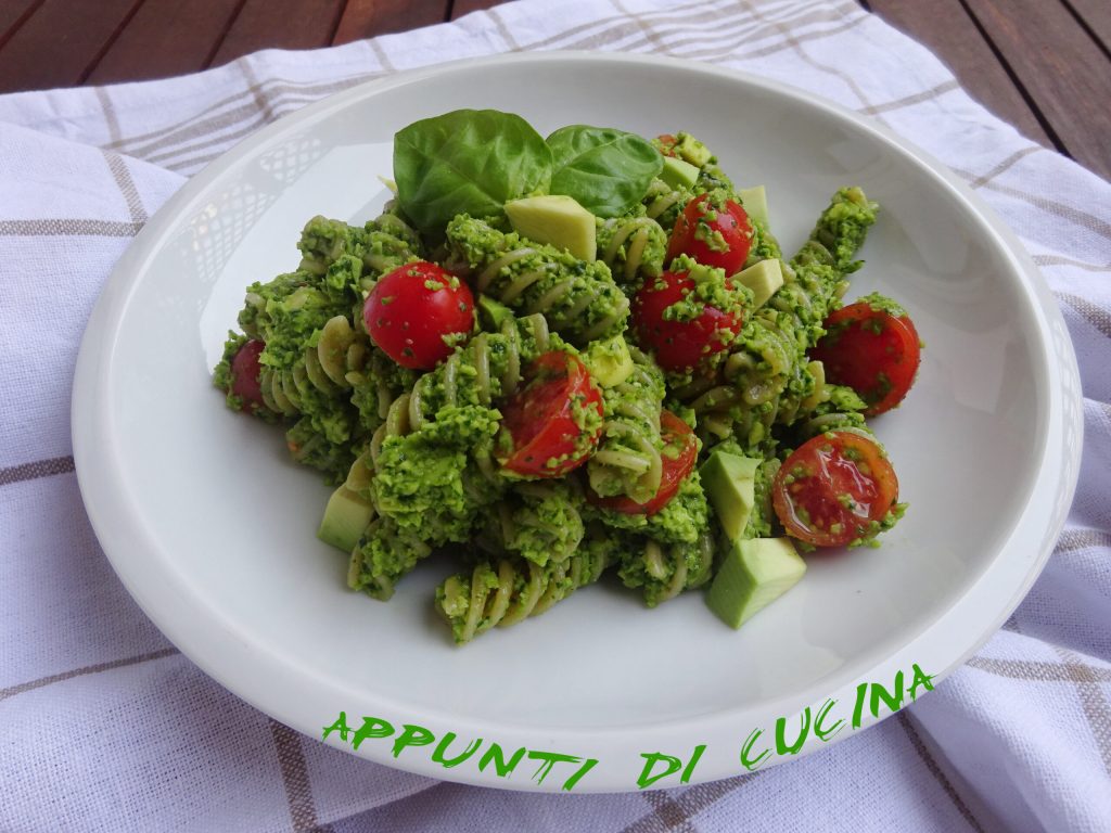 Whole Wheat Fusilli with Avocado Pesto