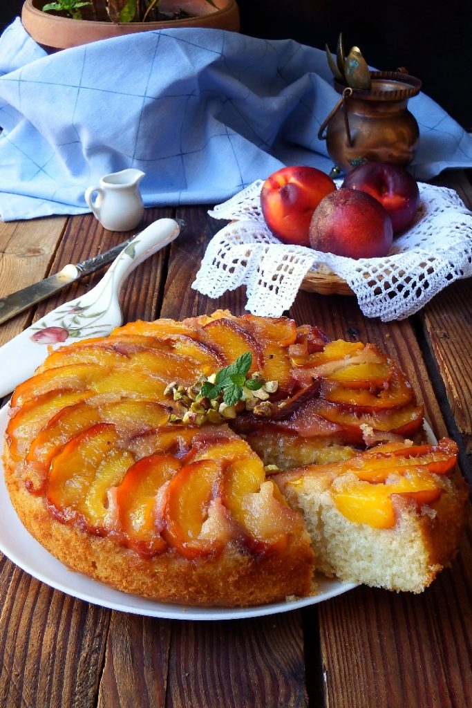 upside-down peach cake