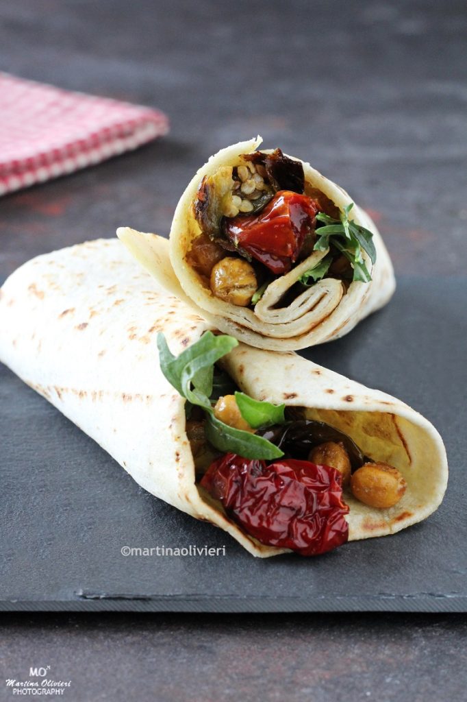 Flatbread with Crunchy Chickpeas, Sweet Italian Peppers, and Roasted Tomatoes