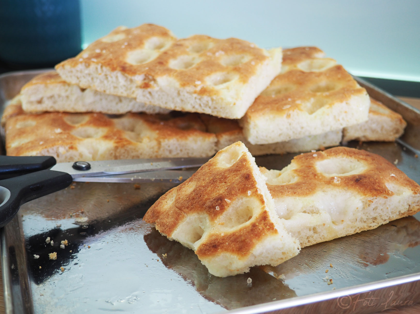 Tall and Soft Focaccia in Pan – with Mixer, by Hand, or Monsieur Cuisine