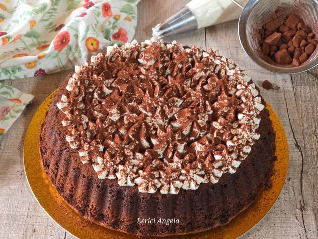 Soft Tart with Whipped Cream, Mascarpone, and Cocoa