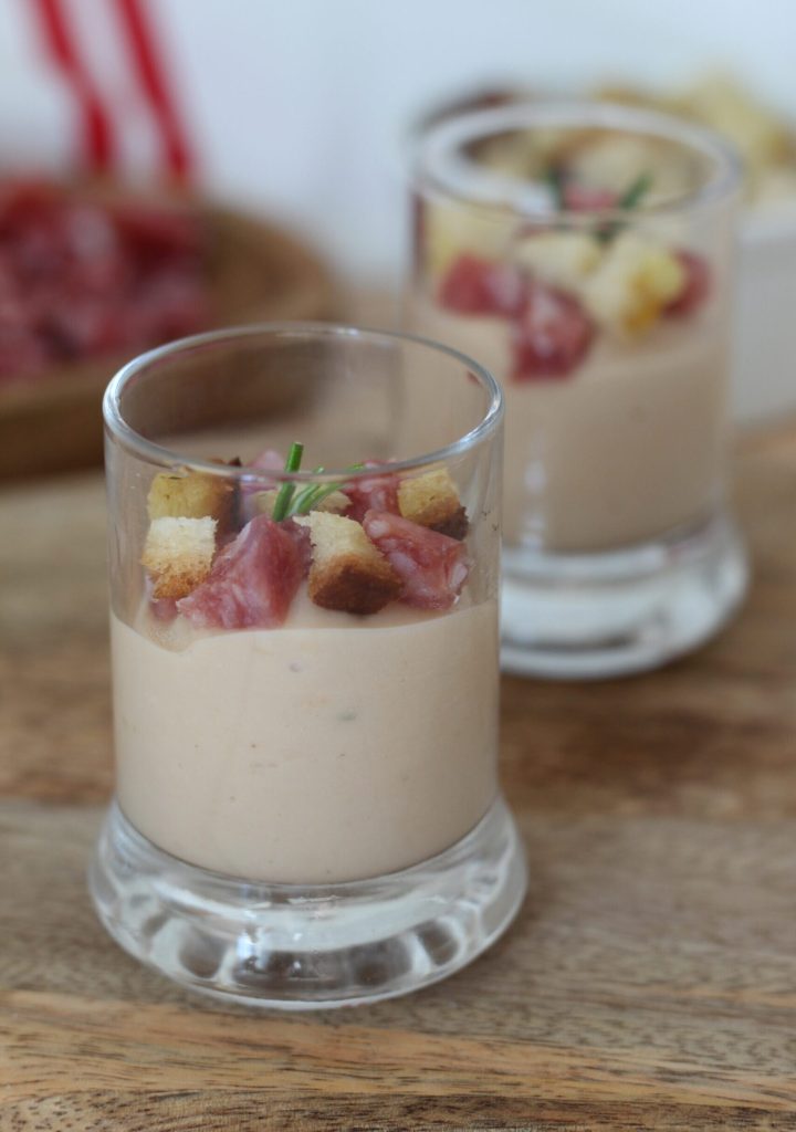 bean cream cups with salami