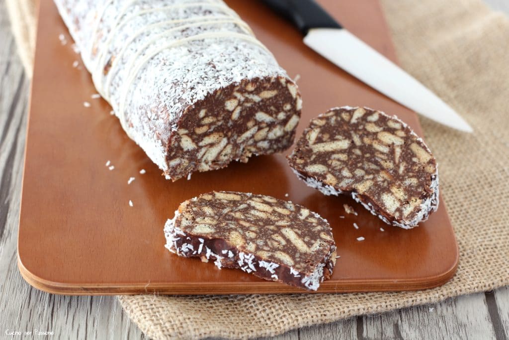 Chocolate salami without eggs and milk