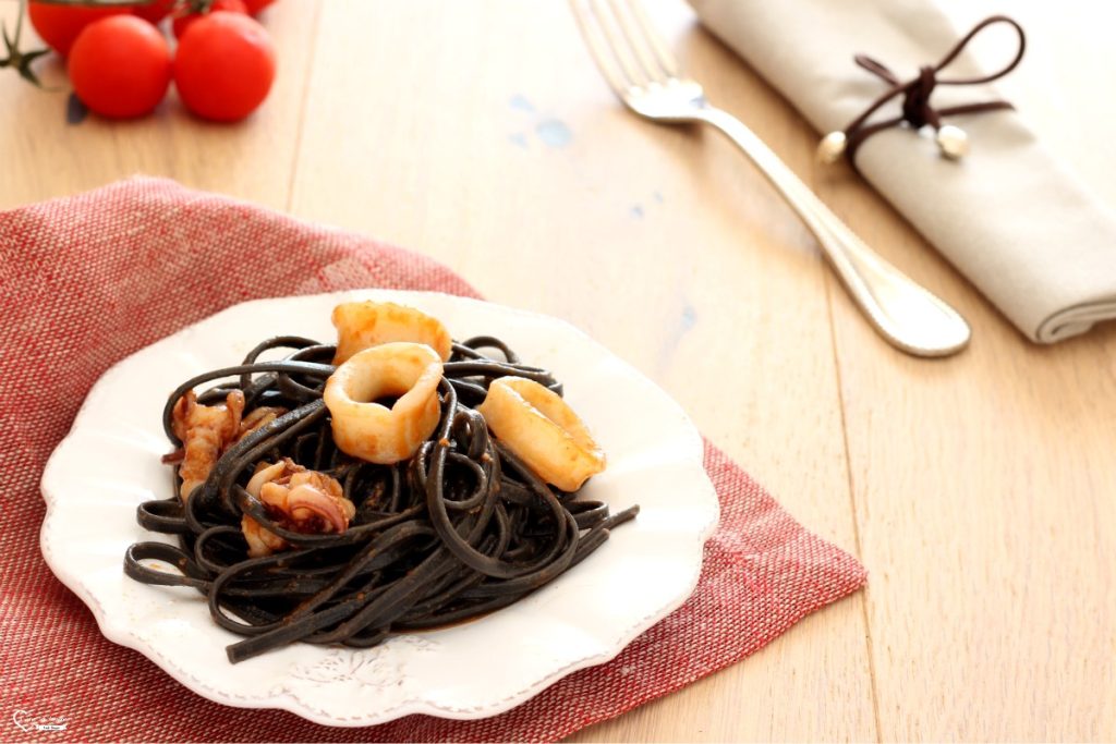 Squid Ink Linguine with Squid