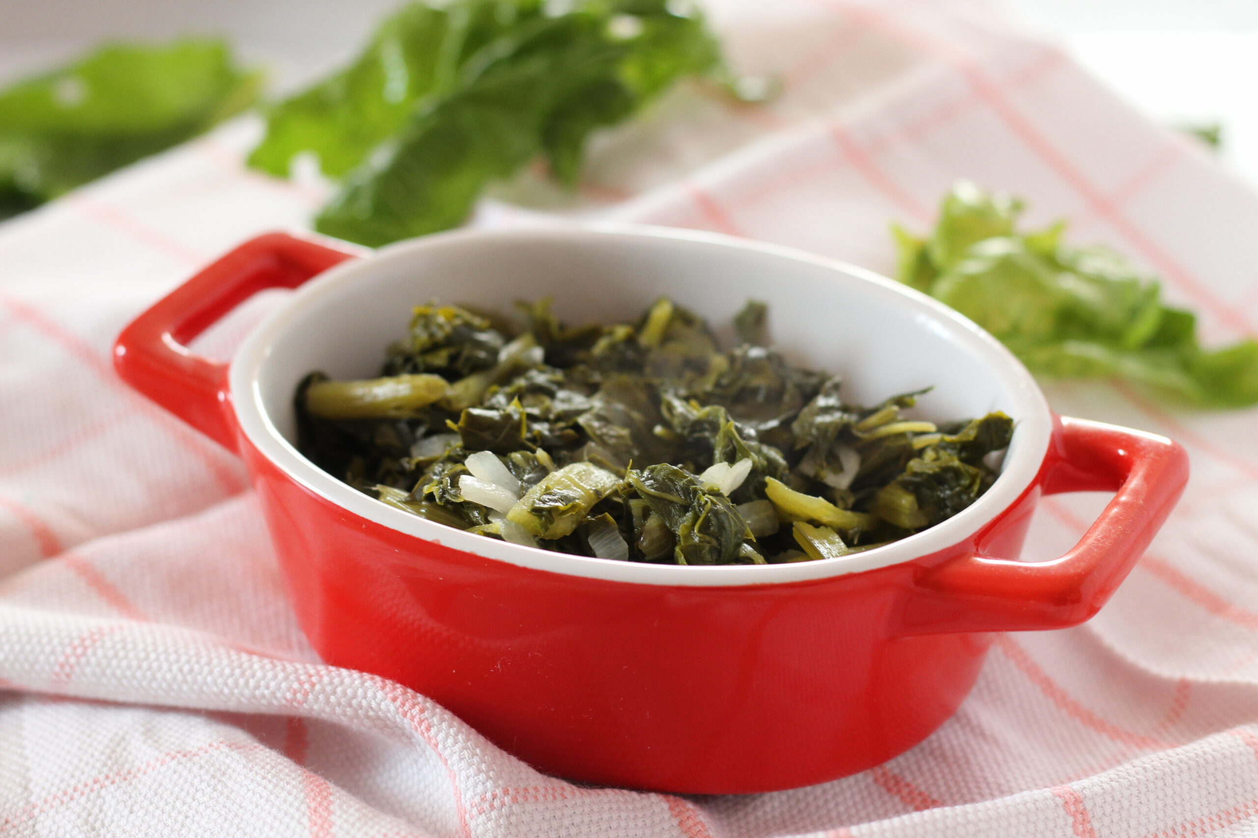 Swiss Chard with Onion in the Pan