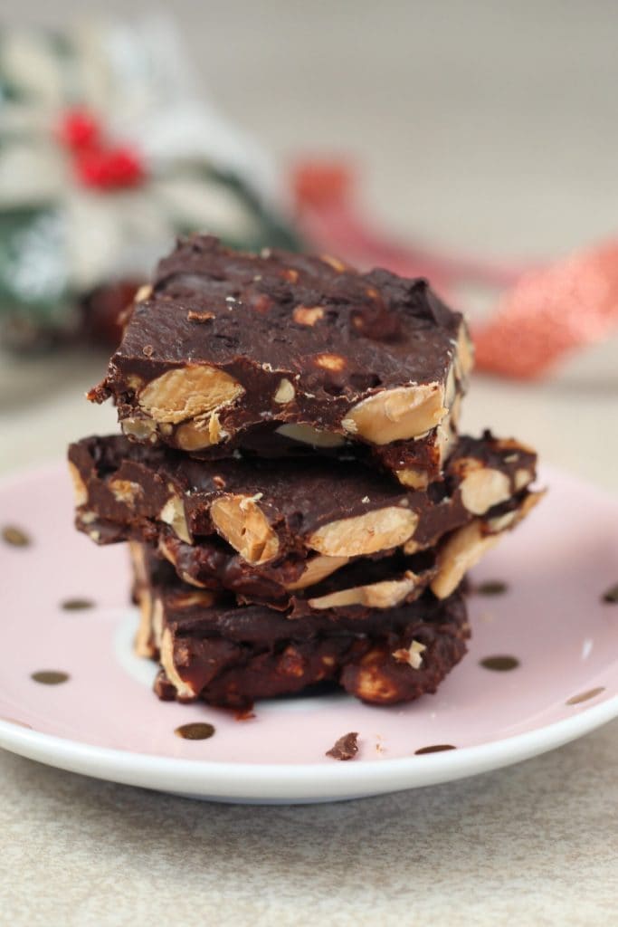almond and dark chocolate brittle