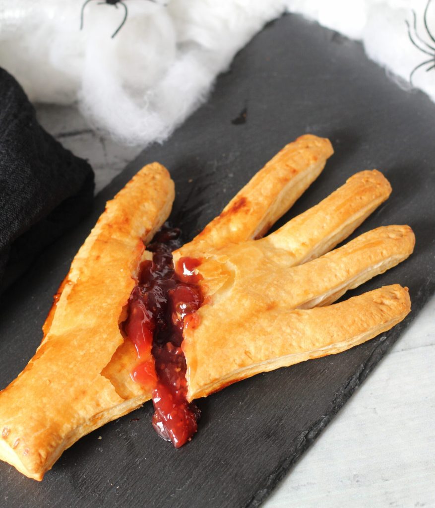 Halloween puff pastry hand