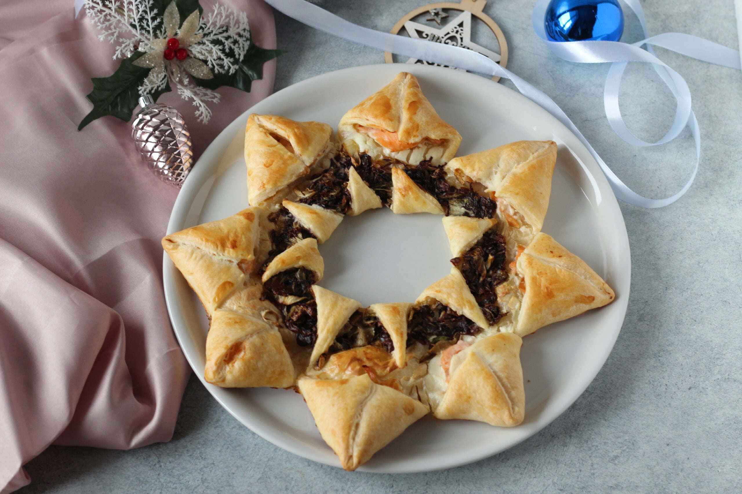 Salmon and Radicchio Puff Pastry Star