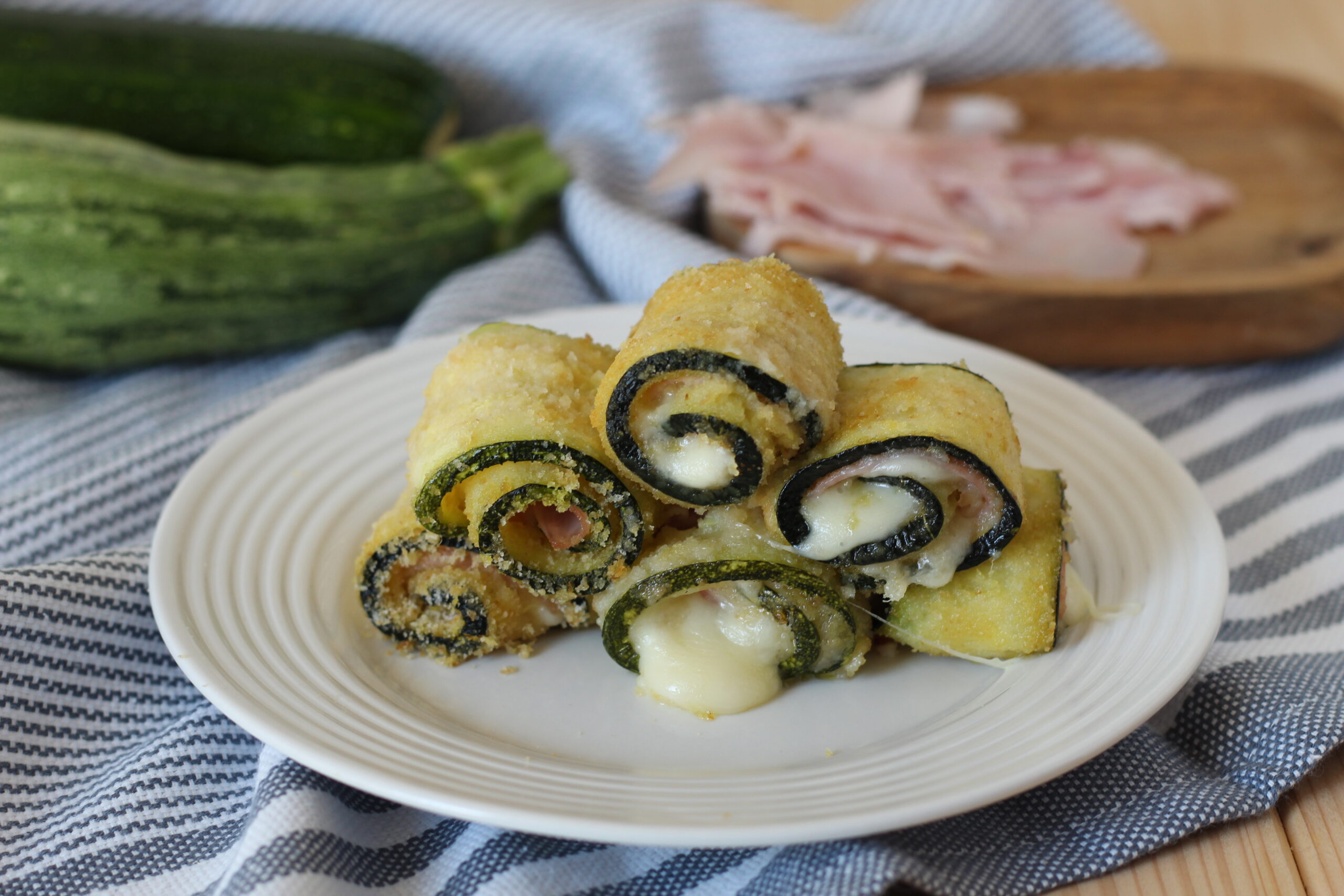 Baked Zucchini Rolls with Ham and Provolone