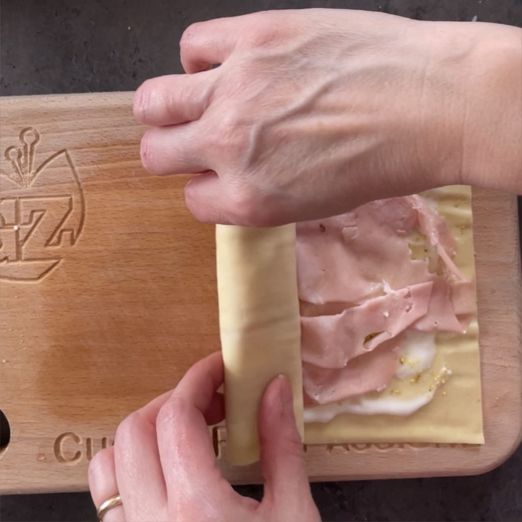 Lasagna mortadella and pistachio