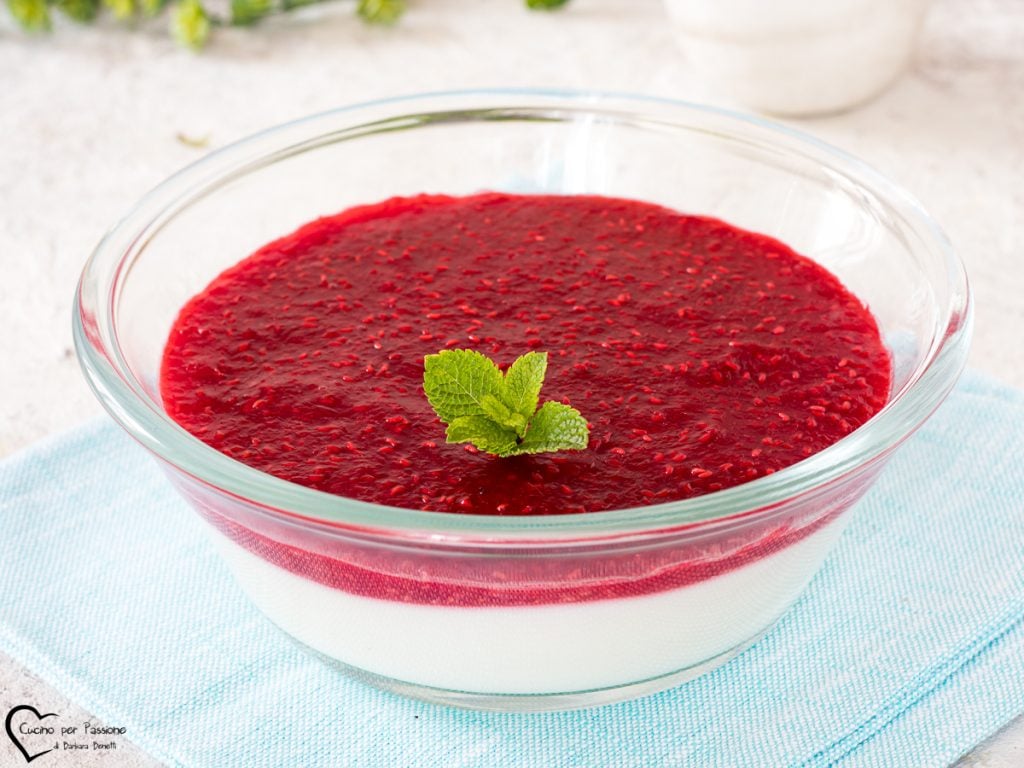 MILK PUDDING with raspberry sauce