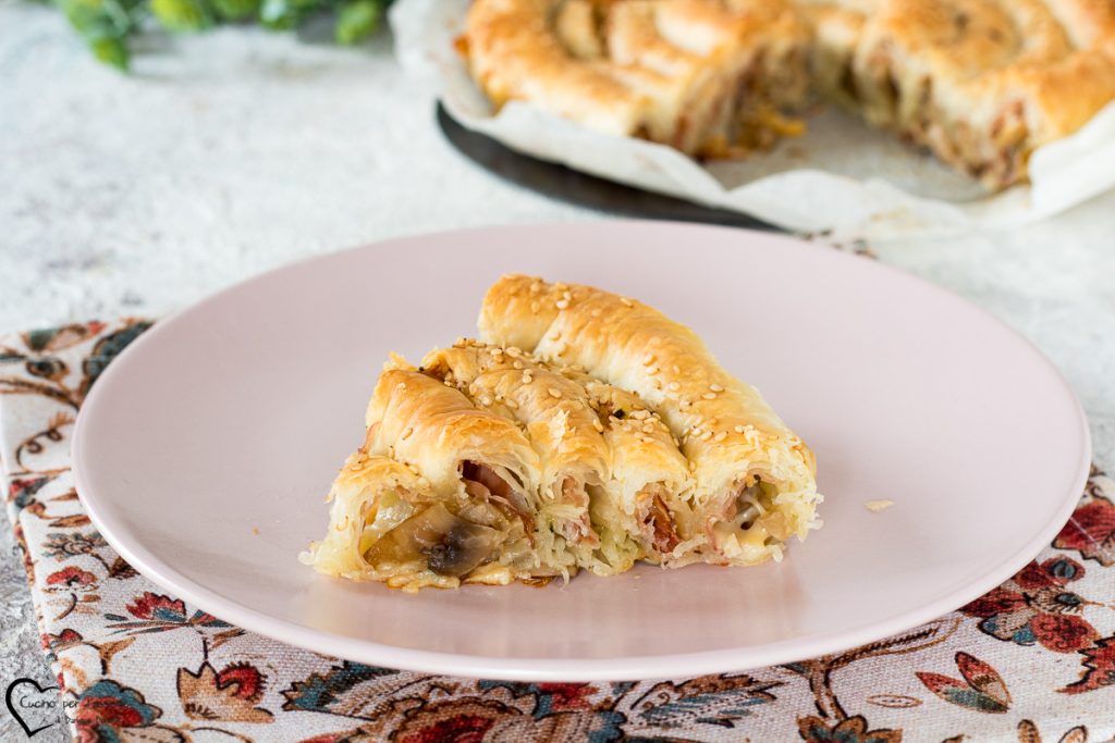 Mushroom and speck savory pie