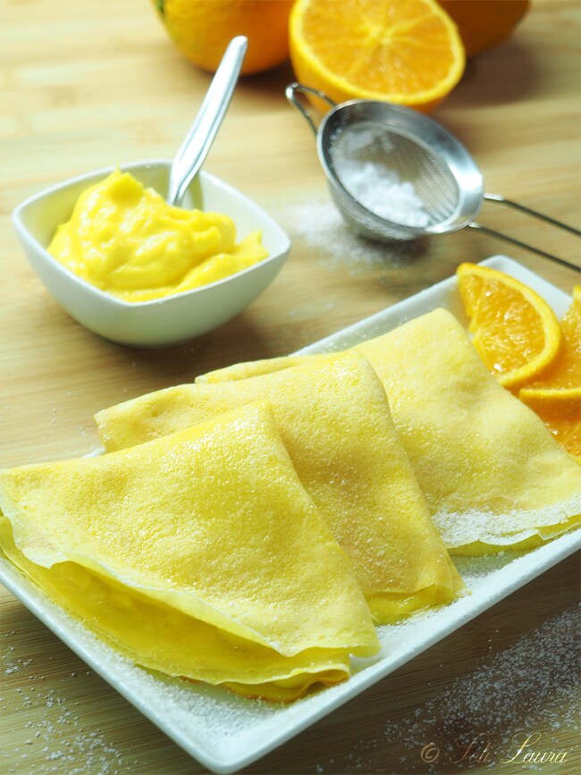 Orange Crêpes with Orange Custard Cream