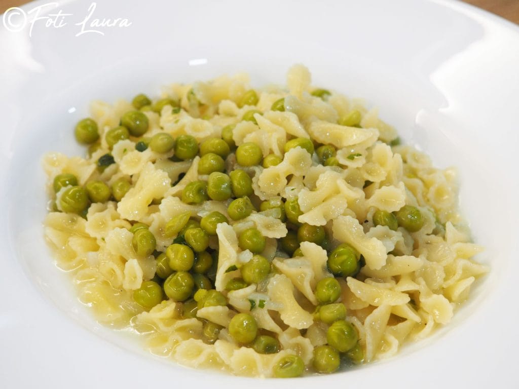 Close-up of pasta and peas