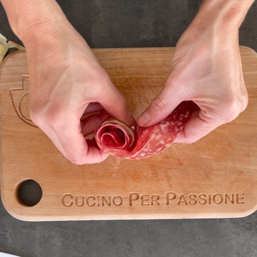 Piadina appetizer with salami