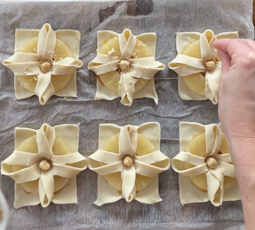 Puff Pastry with Canned Pineapple and Hazelnuts
