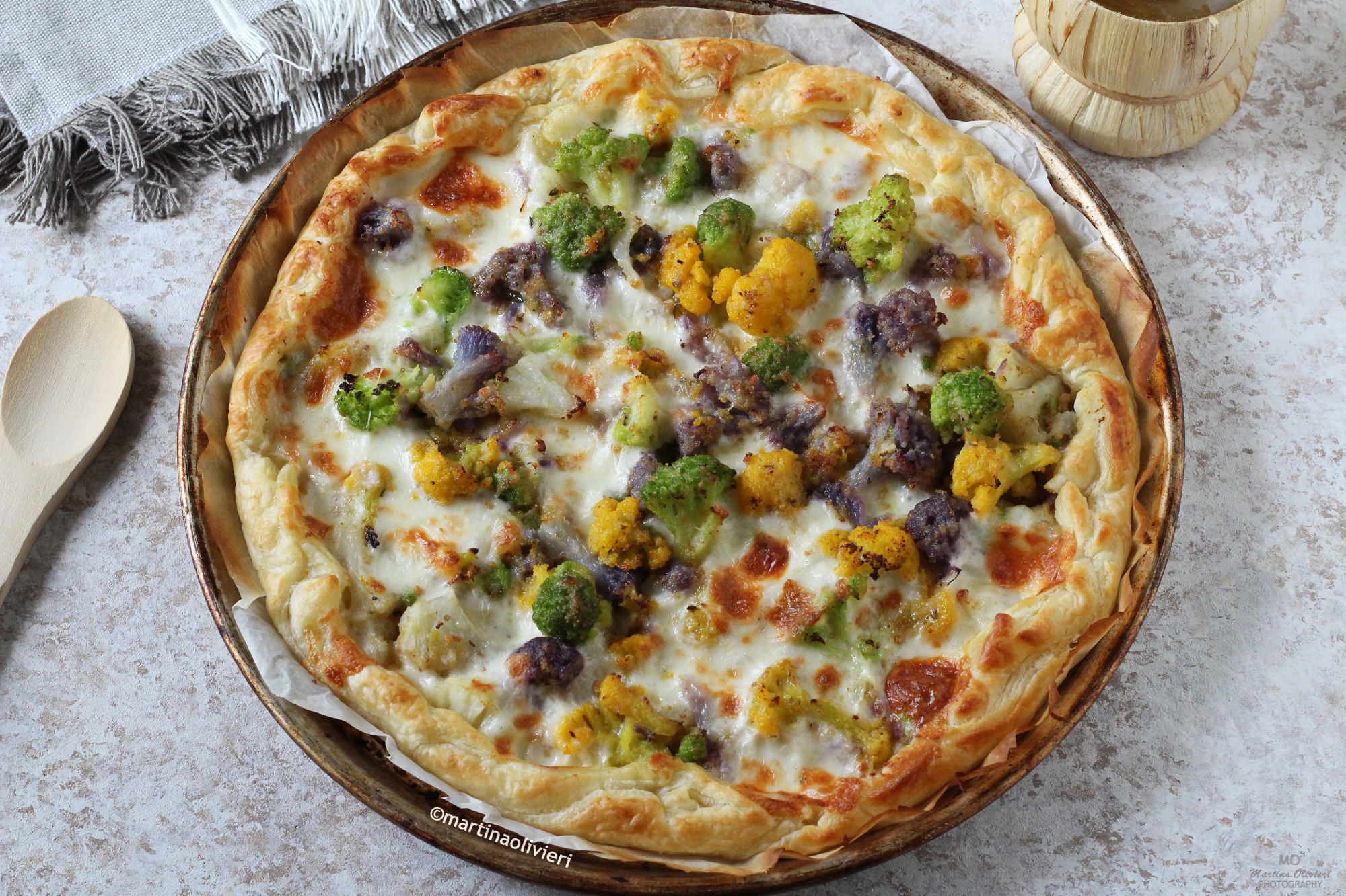 Savory Pie with Colored Cauliflowers